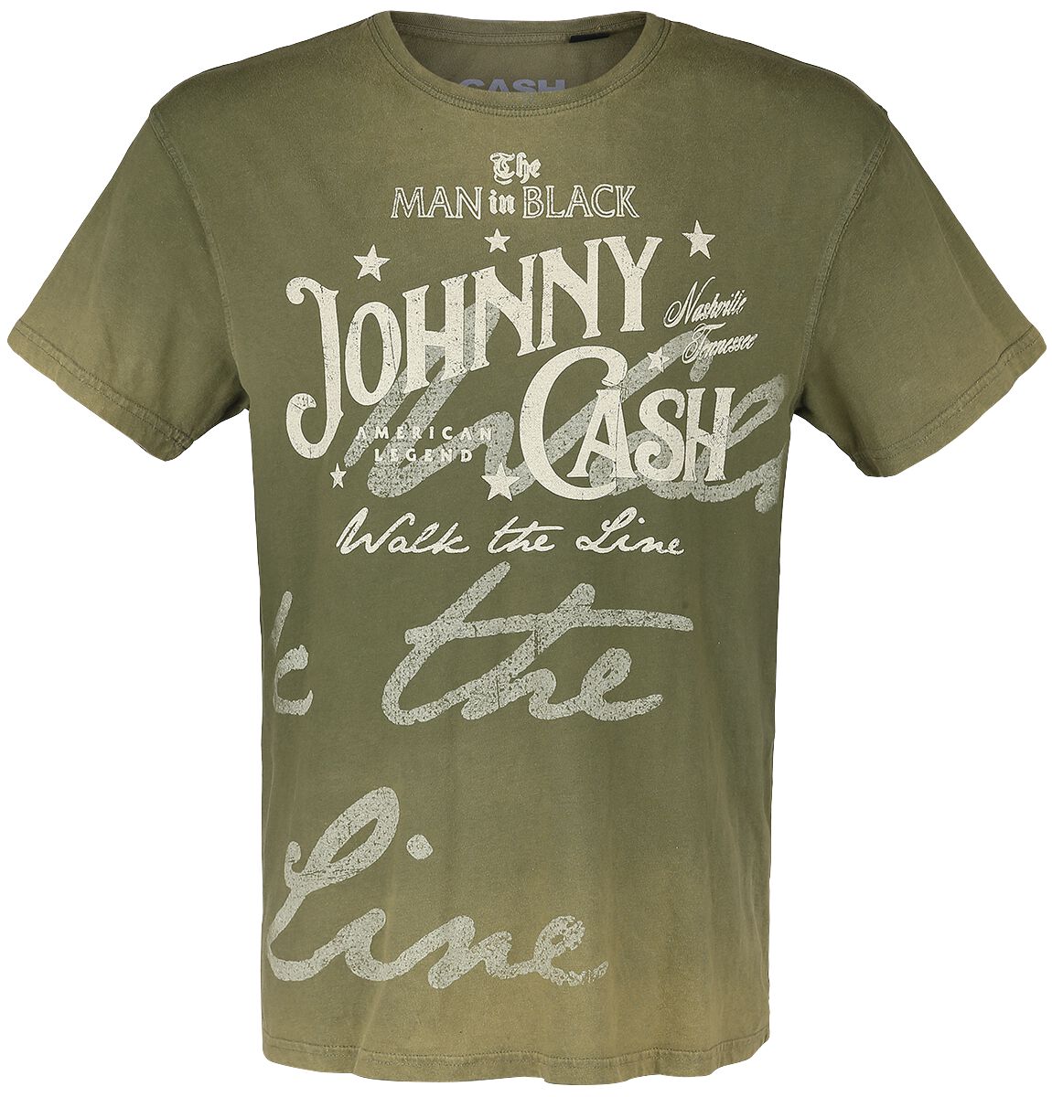 Image of Johnny Cash American Legend Army T-Shirt khaki