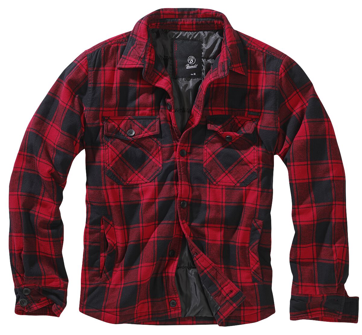 Brandit Lumberjacket Übergangsjacke schwarz rot in S