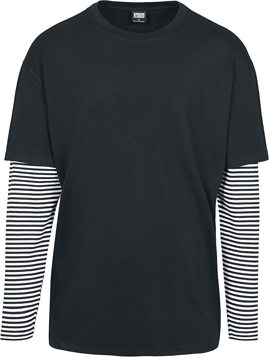 Urban Classics Oversized Double Layer Striped LS Tee Long-sleeve Shirt black white