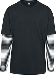 Oversized Double Layer Striped LS Tee