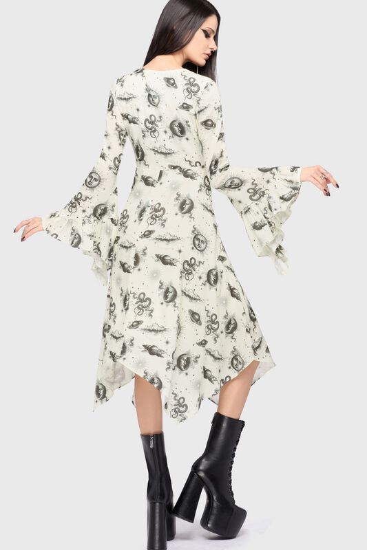 Killstar - Gothic Halvlång klänning - Celestial Night Midi Dress - XS 4XL - för Dam - creme