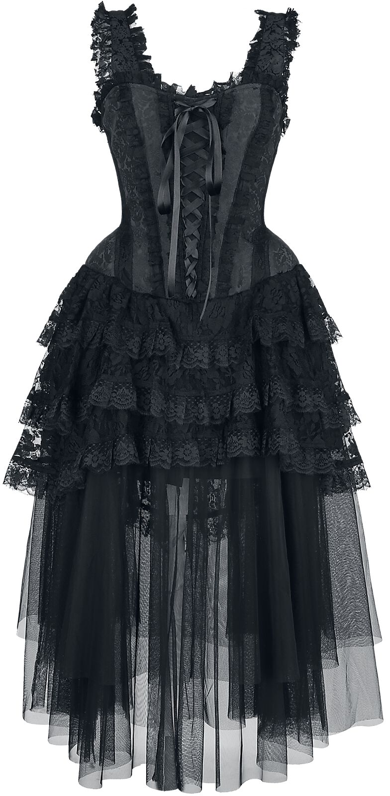 Gothicana by EMP Gothic Kleid knielang Aufwendiges Gothic Kleid mit Korsage S bis M für Damen Größe M schwarz  - Onlineshop EMP