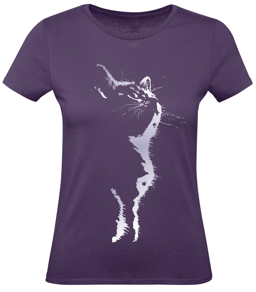 Cat Silhouette T-Shirt purple von Tierisch