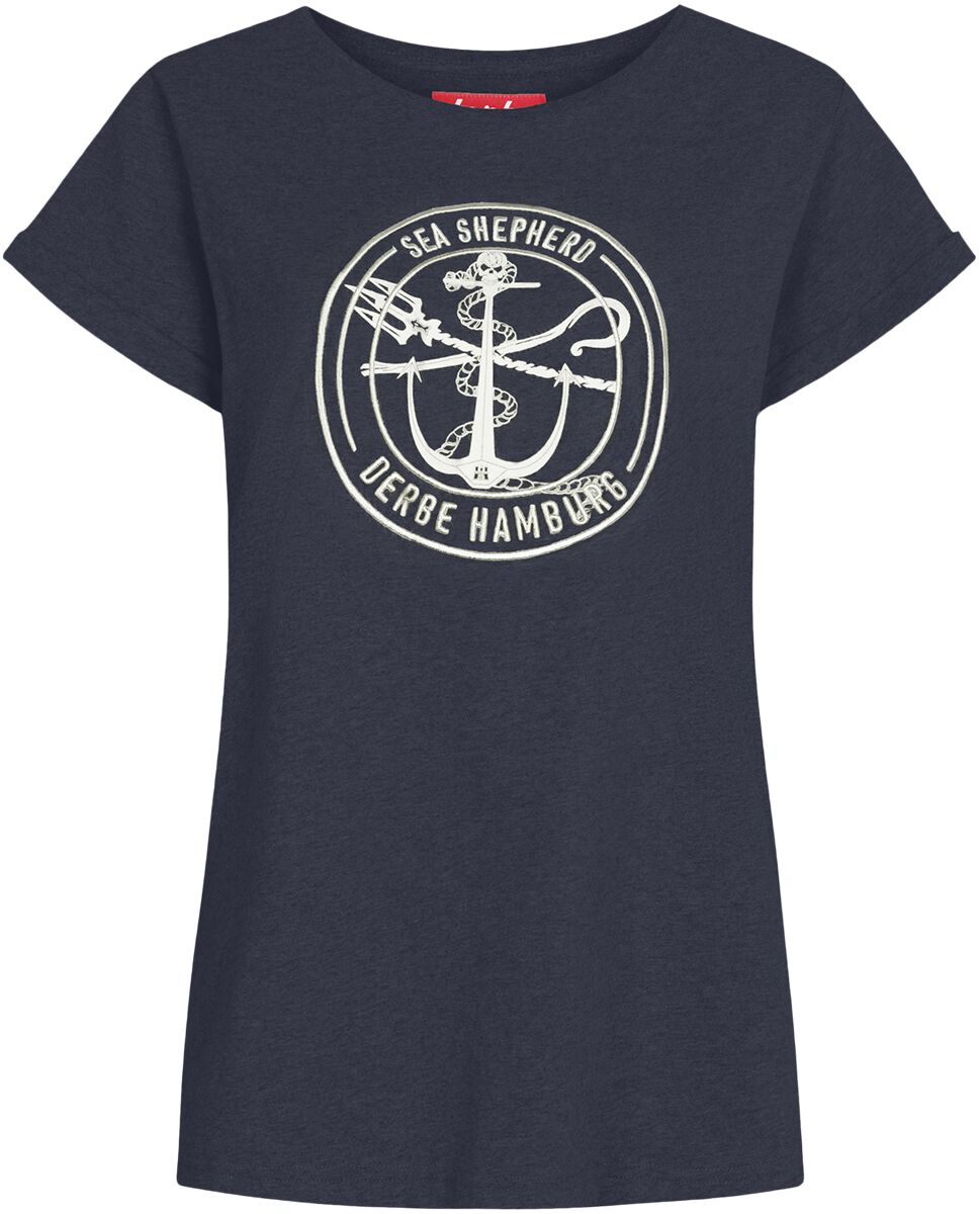 T-Shirt Manches courtes de Sea Shepherd x Derbe - Barbe Mono Gots - XS à S - pour Femme - bleu