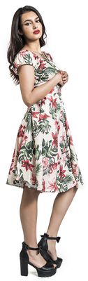 Tropical Flammingo Print Off Shoulder Flare Dress
