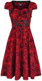Red Flocked Victorian Dress, H&R London, Mittellanges Kleid