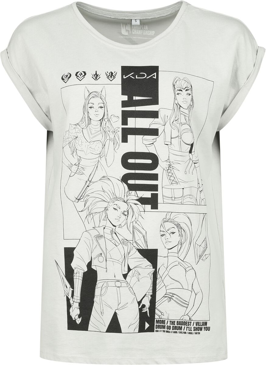 T-Shirt Manches courtes Gaming de League of Legends - Arcane - K/DA - ALL OUT - S - XXL - pour Femme - gris clair