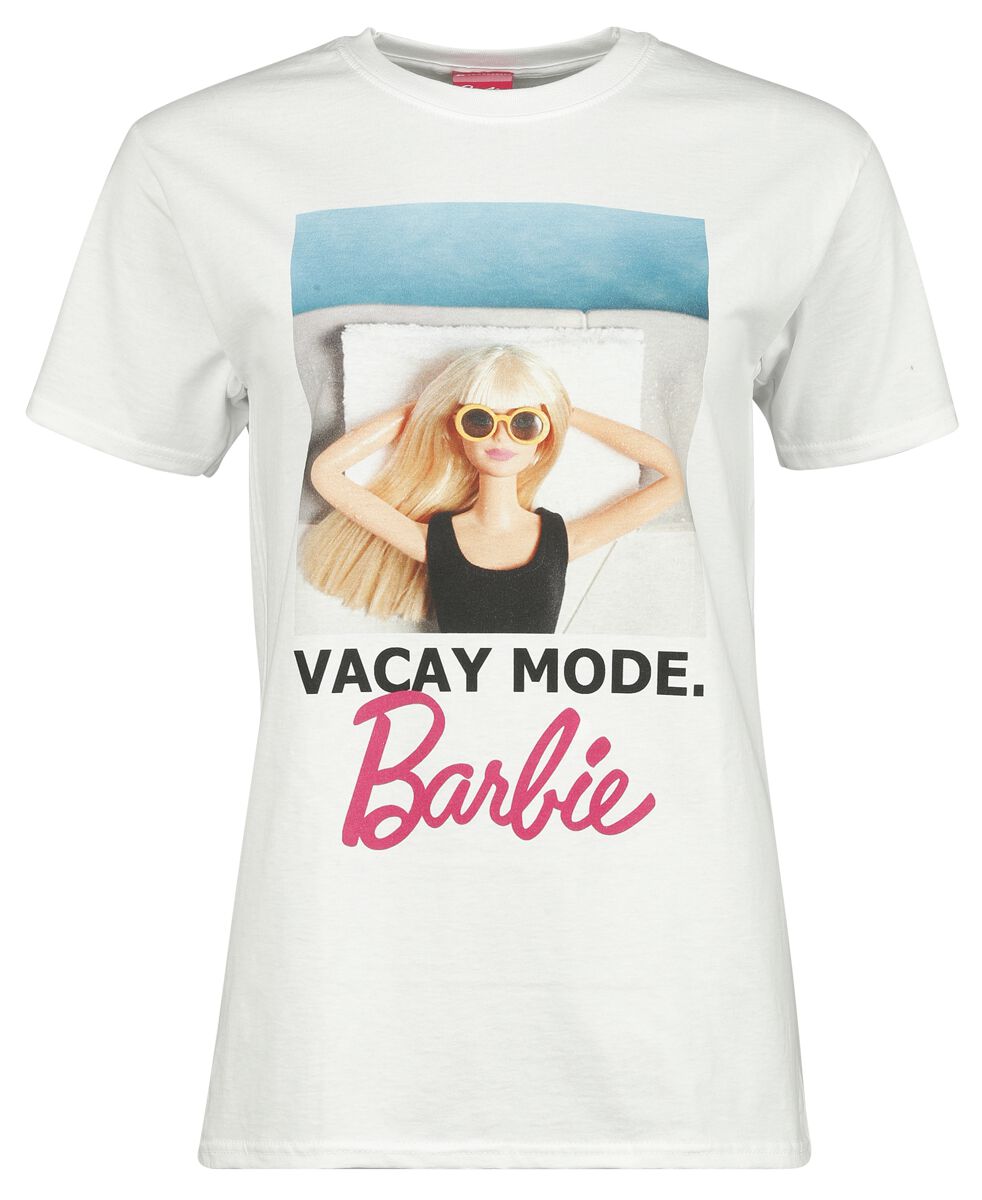 Barbie T-Shirt - Vacay Mode - S bis XXL - für Damen - Größe S - weiß  - Lizenzierter Fanartikel