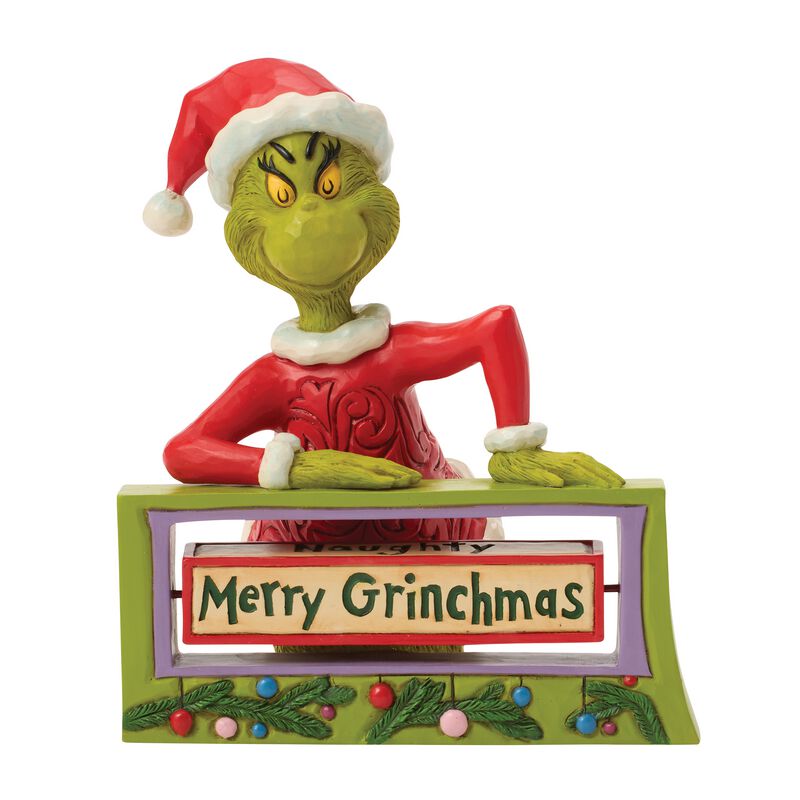 The Grinch Sammelfiguren - The Grinch with Rotating Sign - The Grinch by Jim Shore - multicolor  - Lizenzierter Fanartikel