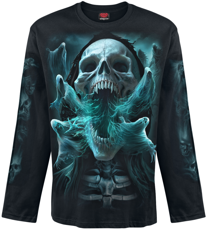 Spiral  Long-sleeve Shirt - Ghost Skull - Long-sleeved Top - for Men - black