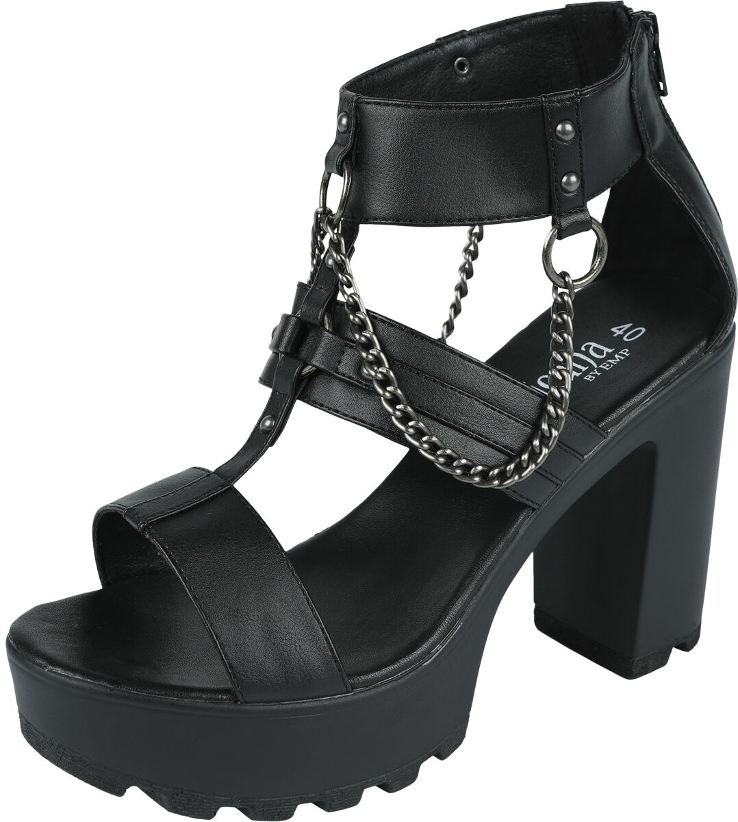 Gothicana by EMP - Gothic High Heel - High Heels With Chains And Rivets - EU37 bis EU41 - für Damen - Größe EU39 - schwarz