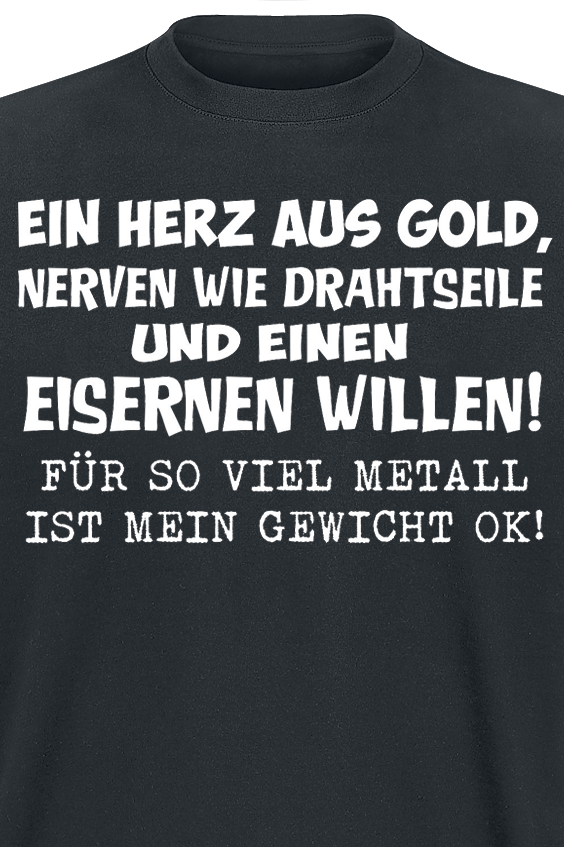 Sprüche T-Shirt - Ein Herz aus Gold - XL bis XXL - für Männer - Größe XXL - schwarz