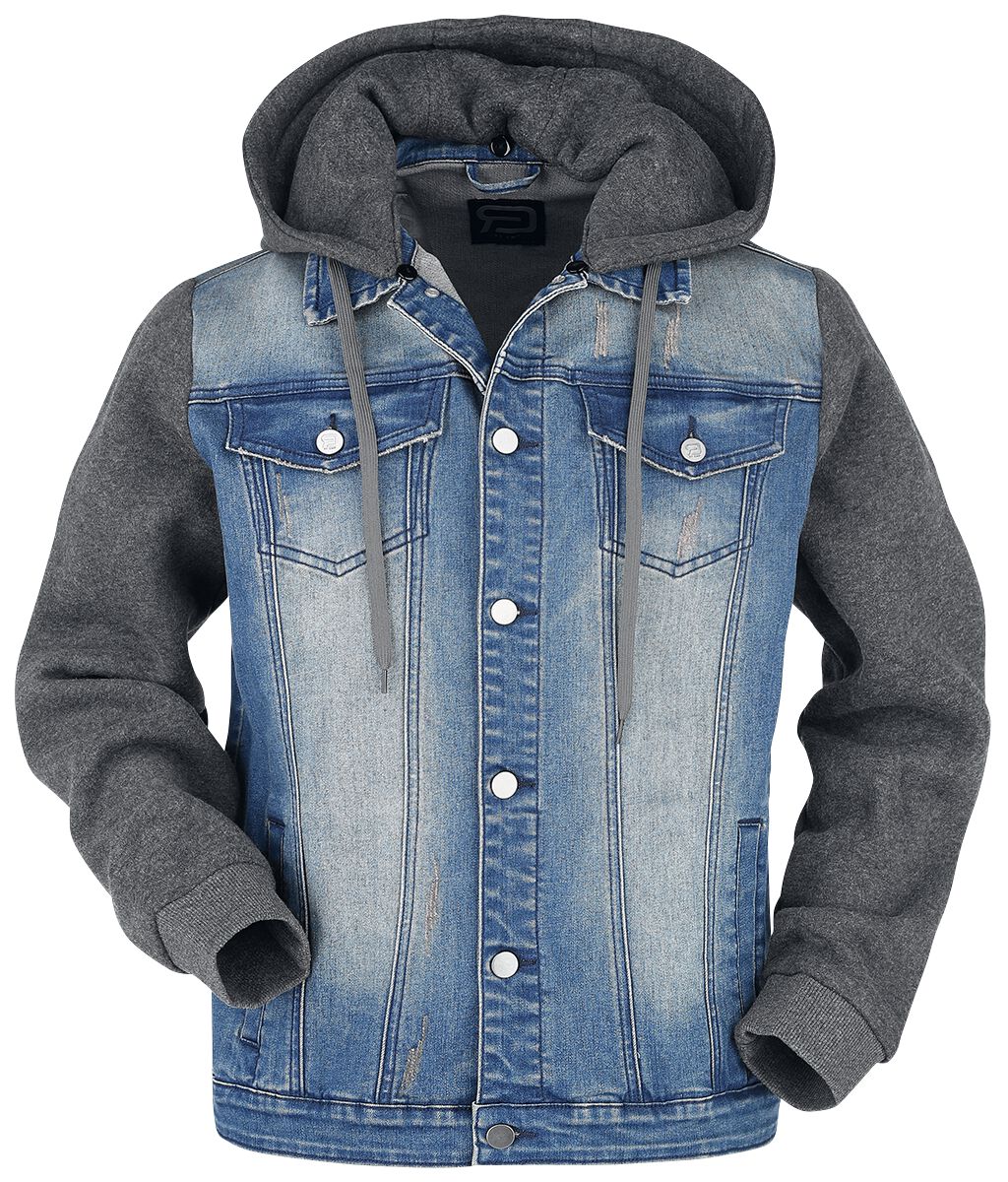 Image of Giubbetto di jeans di RED by EMP - Denim Jacket with Hood - S a 5XL - Uomo - blu/grigio