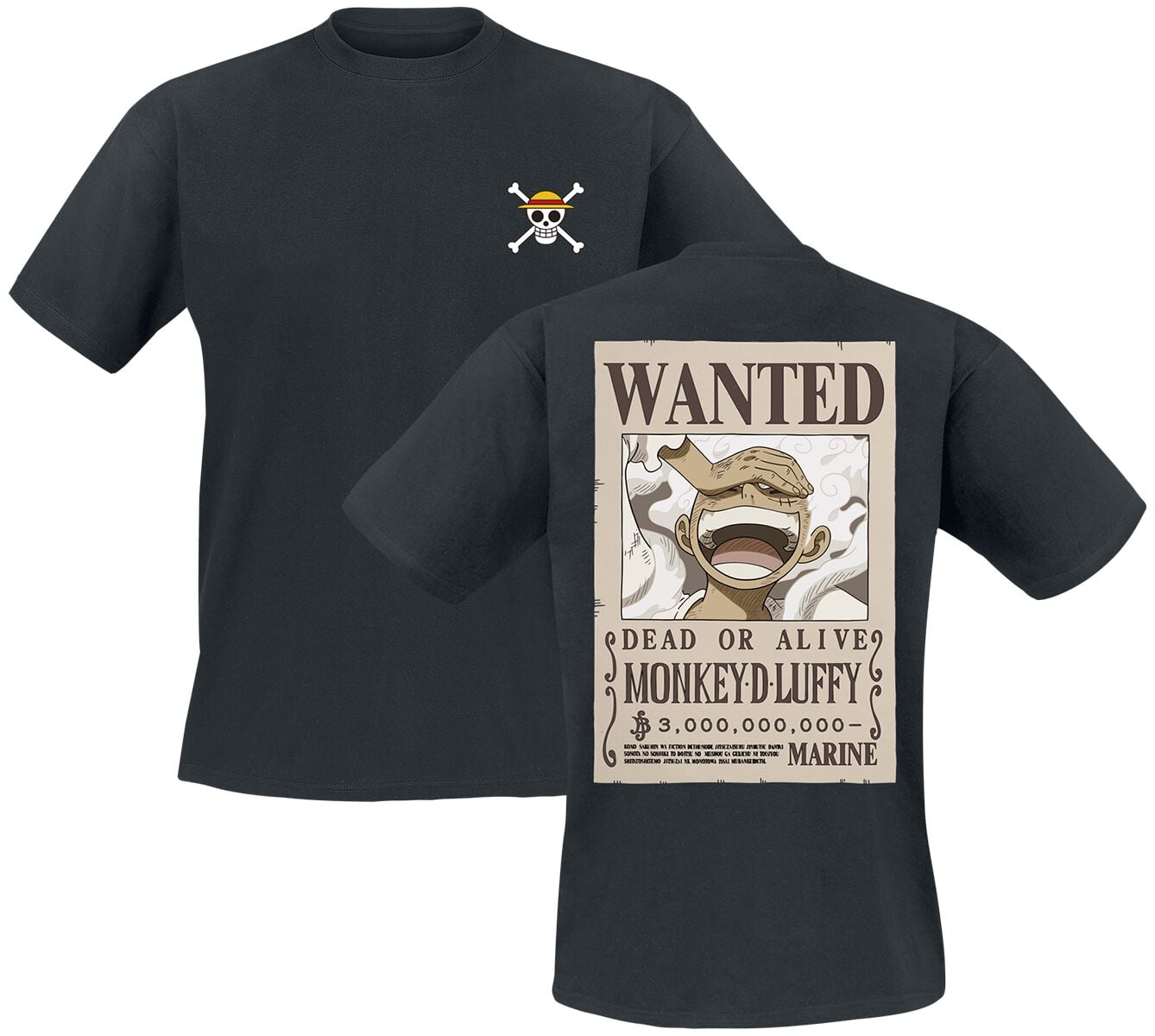 Anime T-Shirt - Monkey D. Ruffy - S bis XXL - für Männer - Größe M - schwarz - Lizenzierter Fanartikel - Männer - male