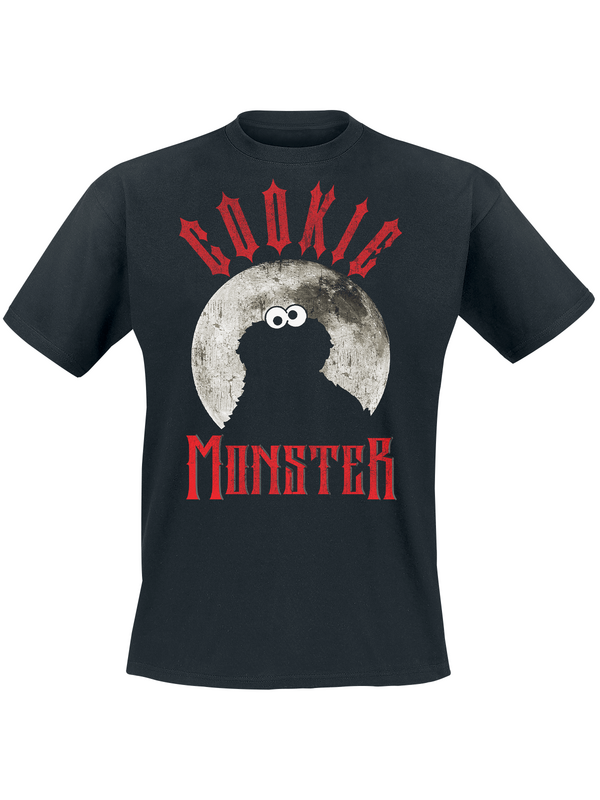 Sesame Street  T-Shirt - Cookie Monster - Moonlight - for Men - black