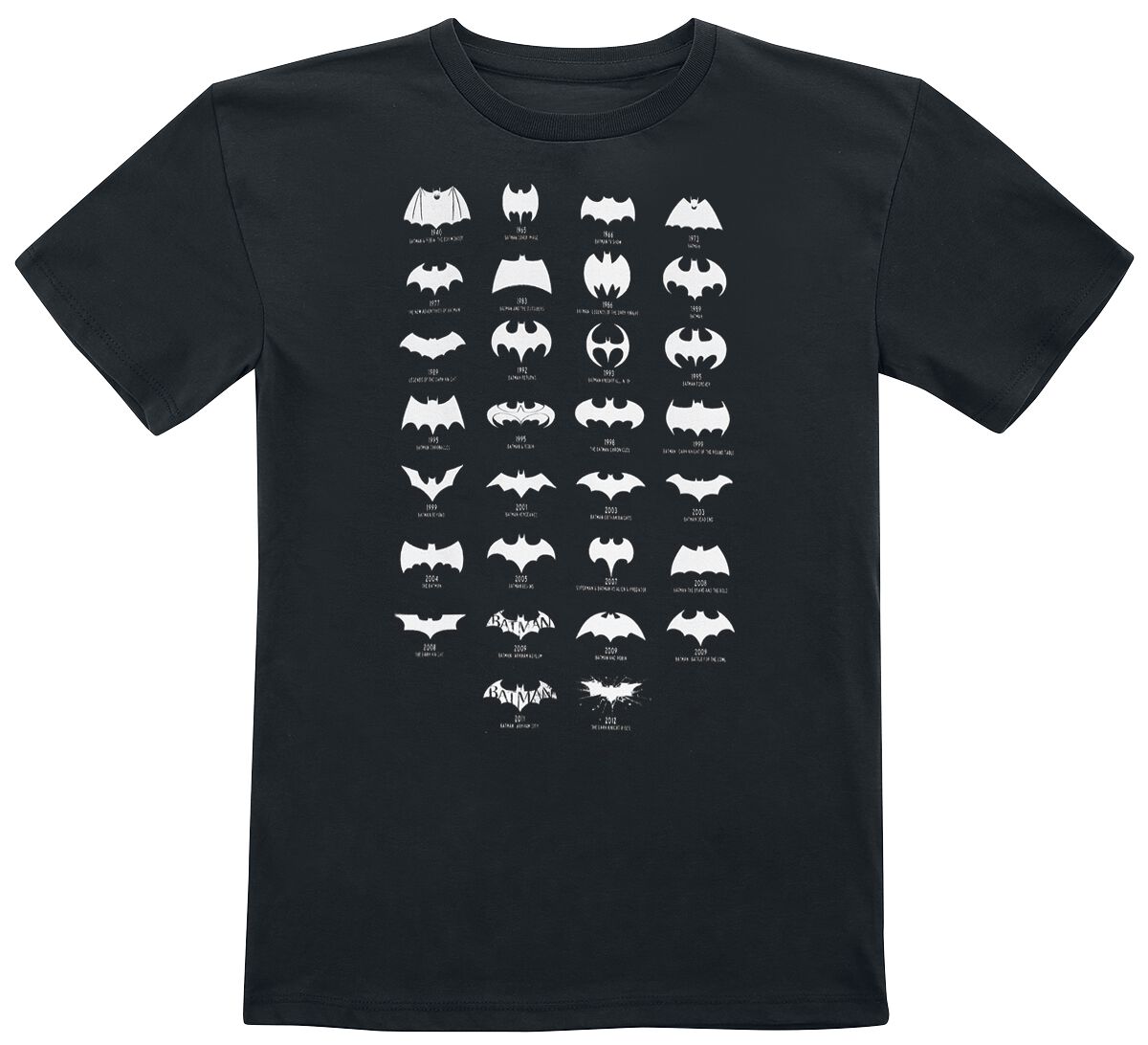 Batman - DC Comics T-Shirt - Kids - Bat Logos - 140 bis 164 - Größe 152 - schwarz  - Lizenzierter Fanartikel