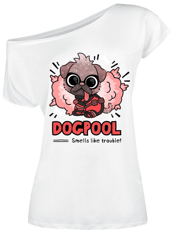 Deadpool - Marvel T-Shirt - Dogpool Smells - S bis 5XL - für Damen - Größe M - weiß  - Lizenzierter Fanartikel