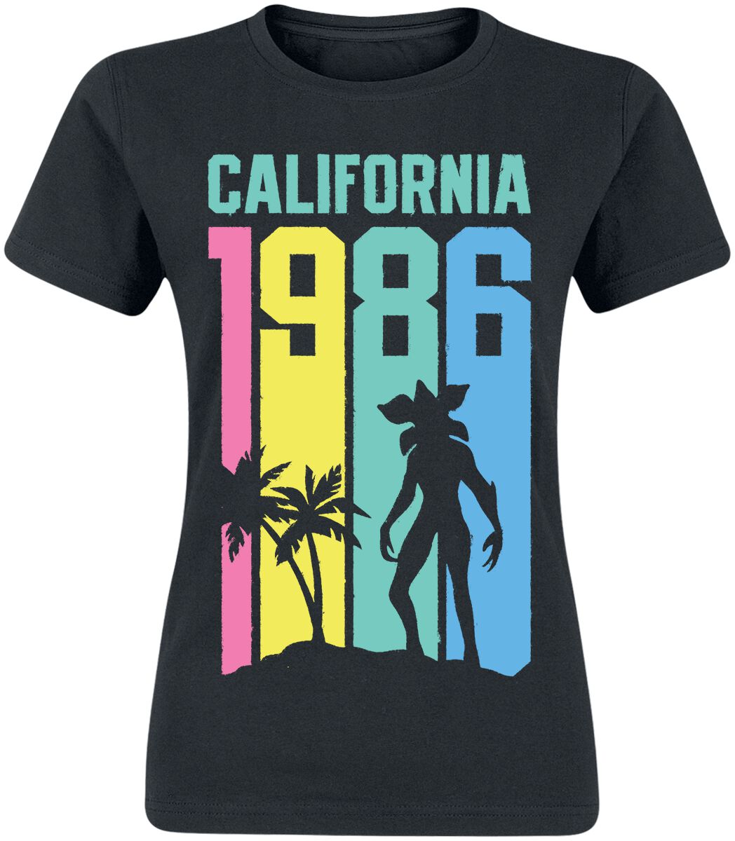 T-Shirt Manches courtes de Stranger Things - California 1986 - L à XXL - pour Femme - noir