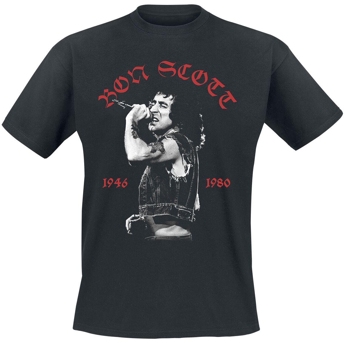 T-Shirt Manches courtes de Bon Scott - Live Photo - M à 3XL - pour Homme - noir