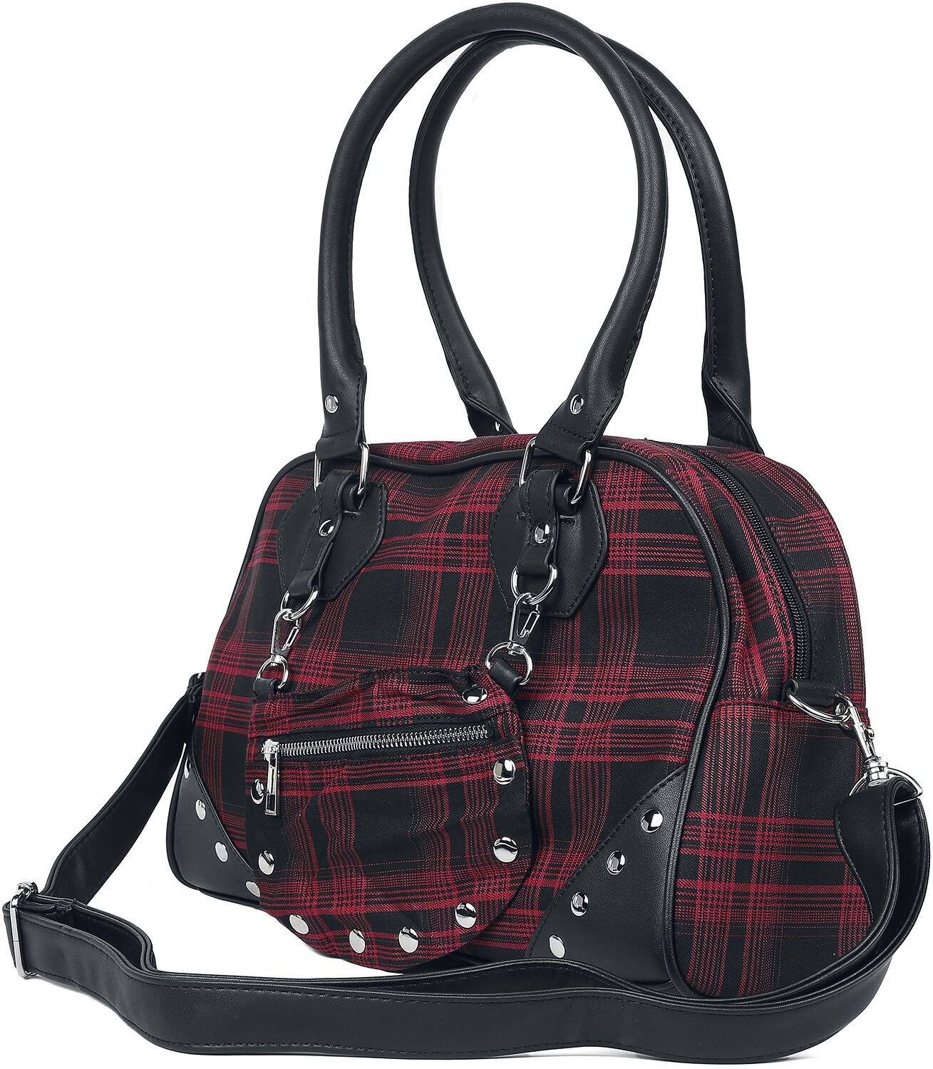 Banned Alternative - Gothic Handtasche - Warren Plaid - für Damen - schwarz/rot
