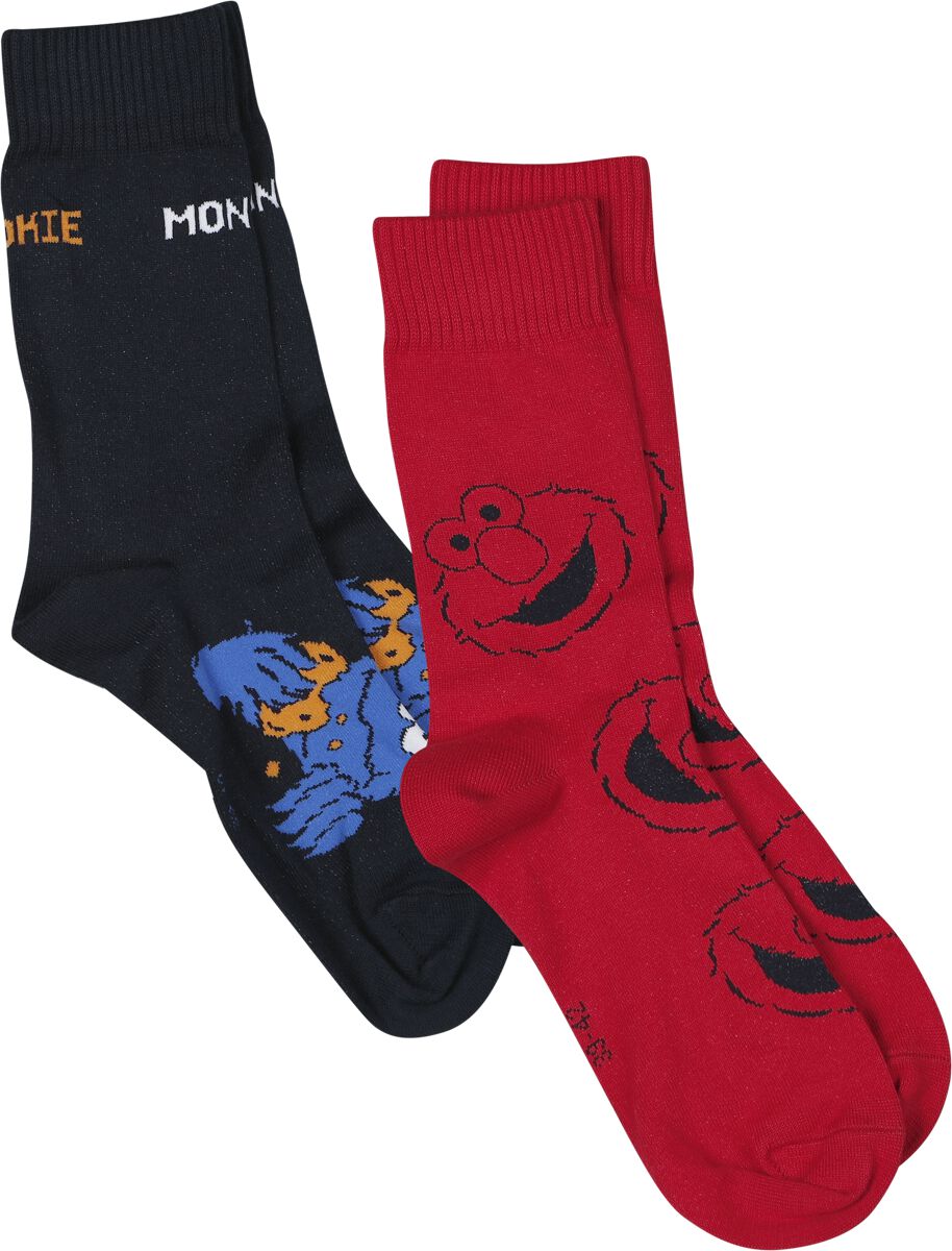 4250979876540 - Cookie Monster und Elmo - 2er Set Socken multicolor in EU 39-42