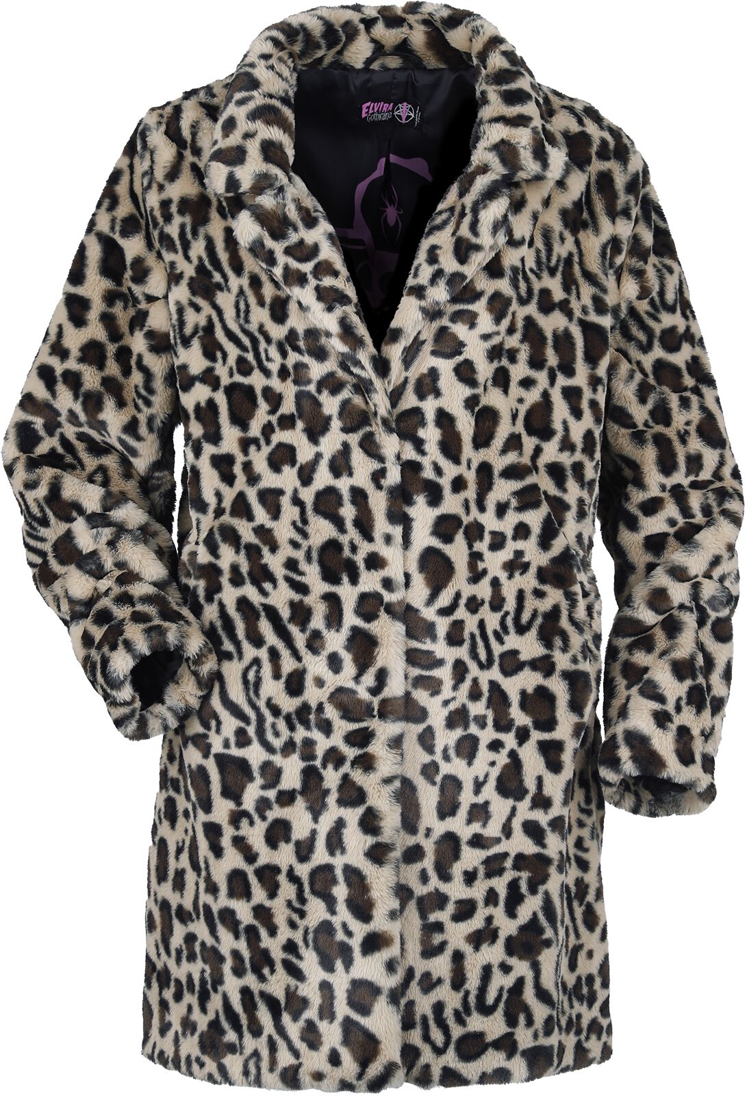 Levně Gothicana by EMP Leopardí kabát Gothicana x Elvira z imitace kožešiny Dámský kabát leopardí