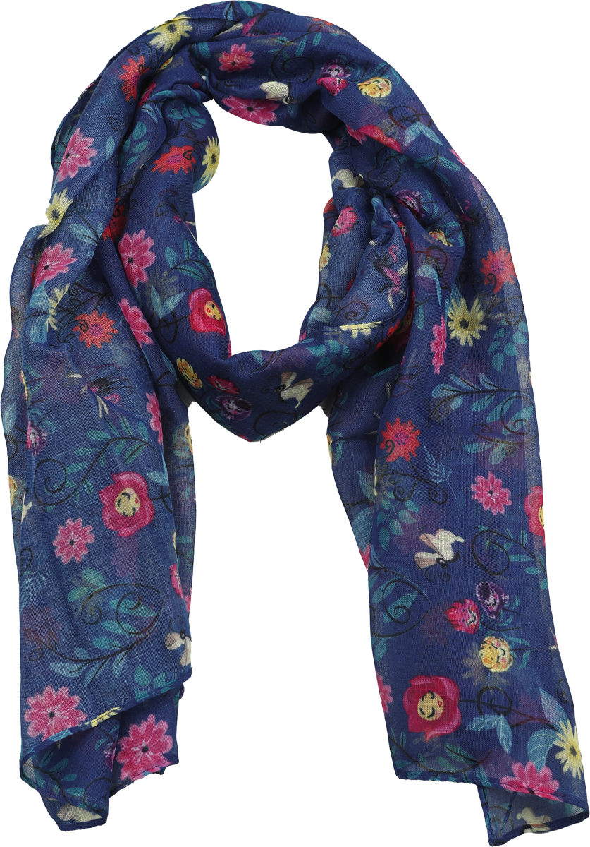 Alice in Wonderland Disney Scarf - Colourful Flowers - multicolour