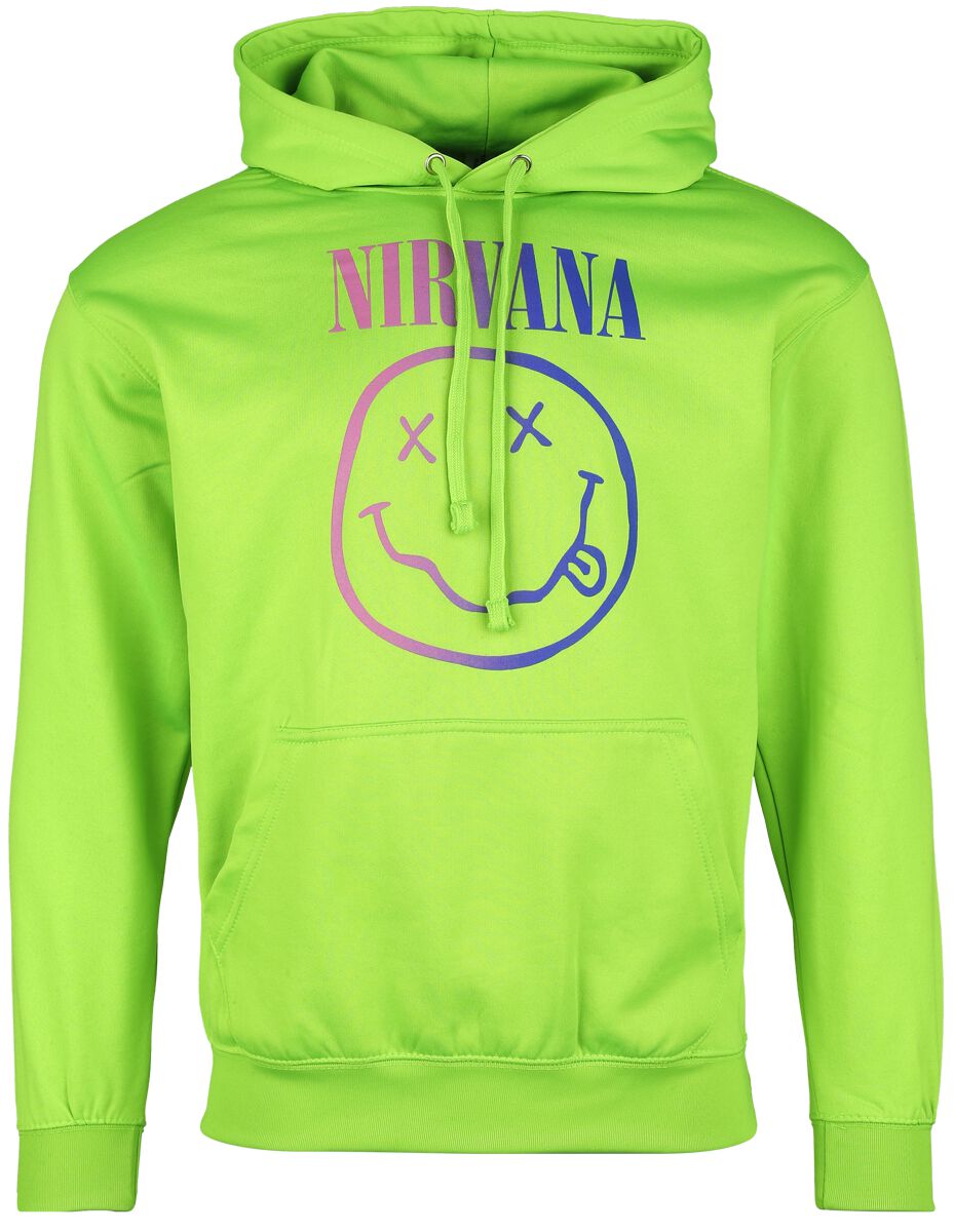 Nirvana Kapuzenpullover – Rainbow Logo – S bis XL – für Männer – Größe S – grün – Lizenziertes Merchandise! Nirvana Kapuzenpullover – Rainbow Logo – S bis XL – für Männer – Größe S – grün – Lizenziertes Merchandise!