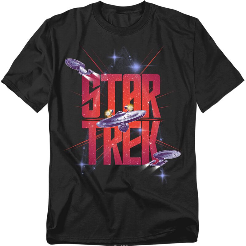 Star Trek T-Shirt - Three Ships in Space - M bis 5XL - für Männer - Größe XXL - schwarz  - Lizenzierter Fanartikel