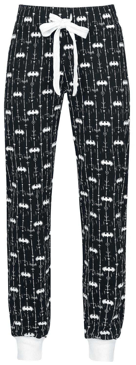 Batman Bat-Logo Pyjama-Hose schwarz weiß in L