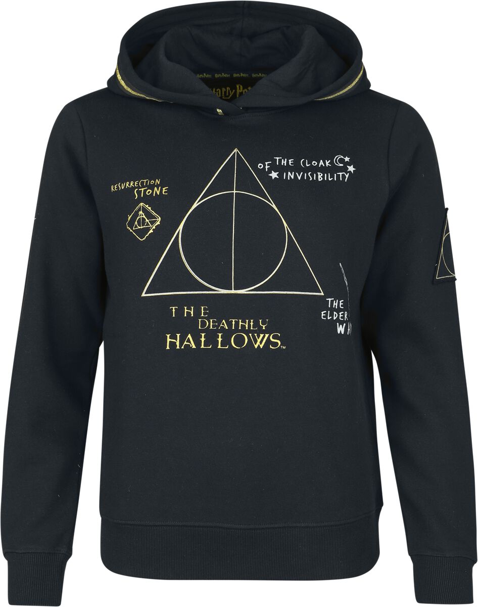 Harry Potter Kapuzenpullover - Deathly Hallows - Golden - S bis XXL - für Damen - Größe S - schwarz  - Lizenzierter Fanartikel