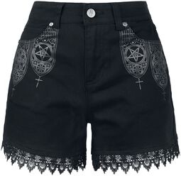 Schwarze Shorts mit Spitze und Print