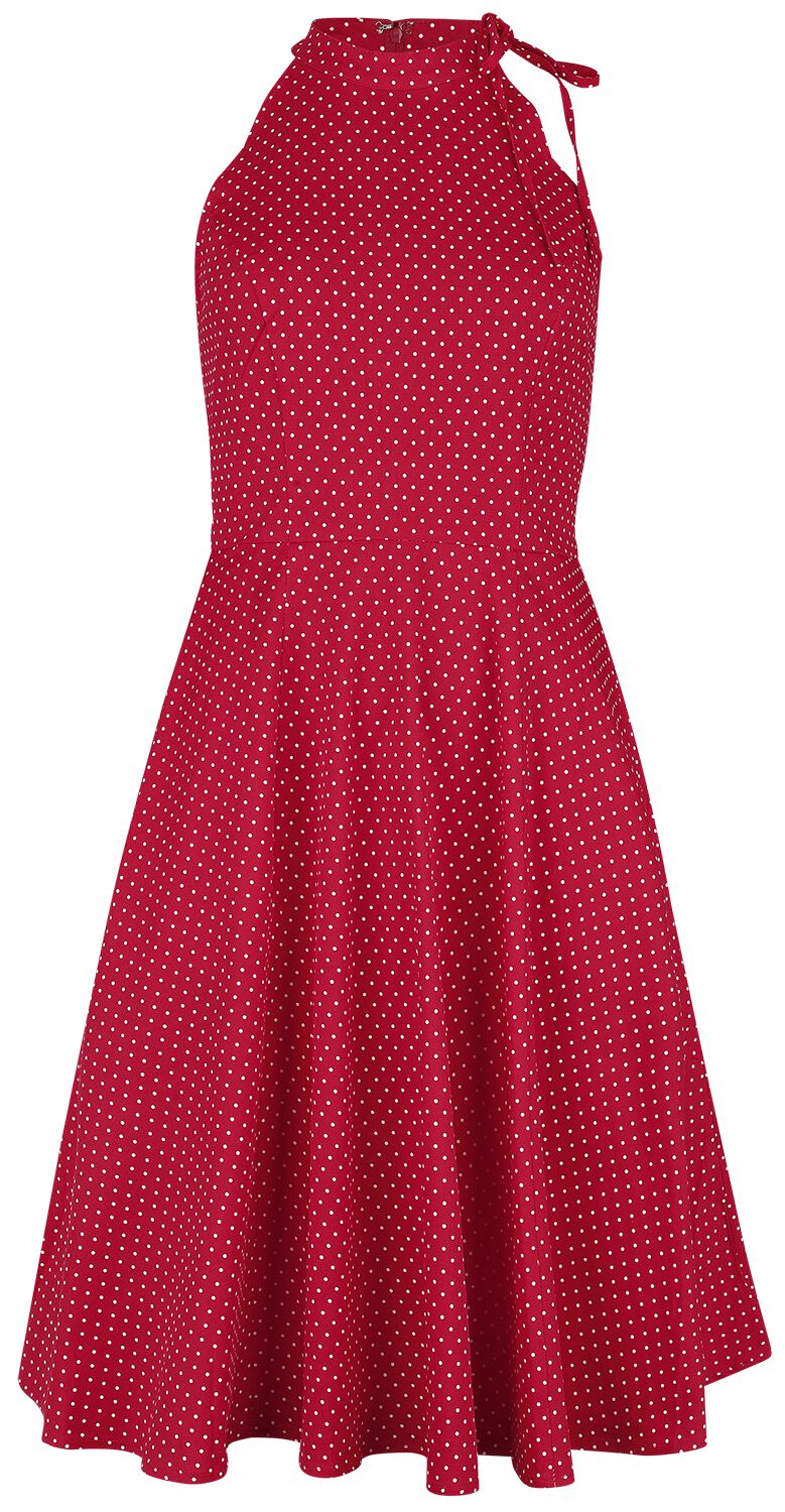 Banned Retro - Rockabilly Kleid knielang - Hattie Halter Spot Dress - XS bis 4XL - für Damen - Größe L - rot/weiß