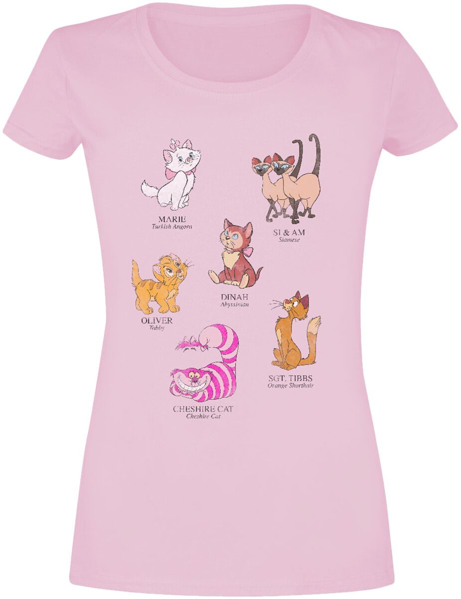 T-Shirt Manches courtes Disney de Classiques Disney - Races De Chats - S à XXL - pour Femme - rose c