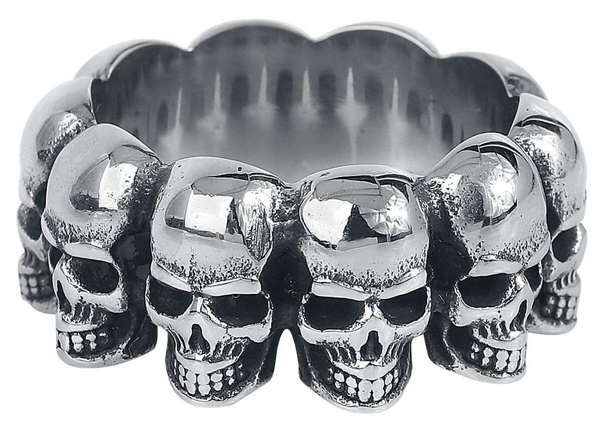 etNox hard and heavy - Gothic Ring - Skulls - silberfarben