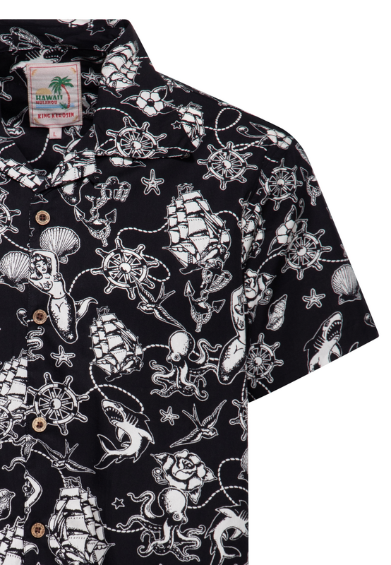Thumbnail - King Kerosin Sailor Hawaii Shirt Kurzarmhemd schwarz in S