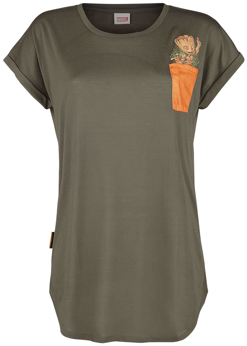 T-Shirt Manches courtes de Les Gardiens De La Galaxie - Groot - S à XL - pour Femme - olive