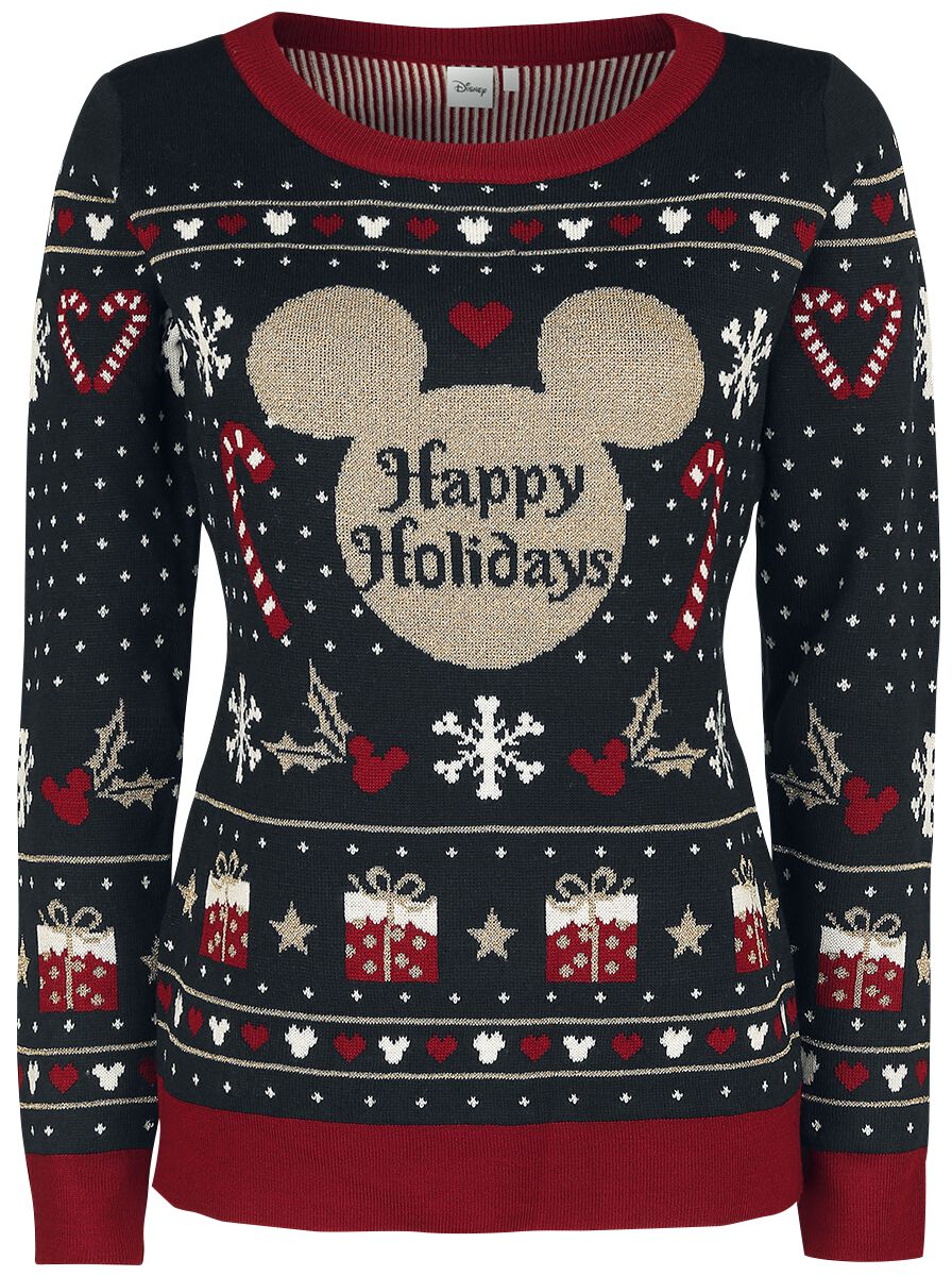 Pull de Noël Disney de Mickey & Minnie Mouse - Happy Holidays - S à XXL - pour Femme - multicolore