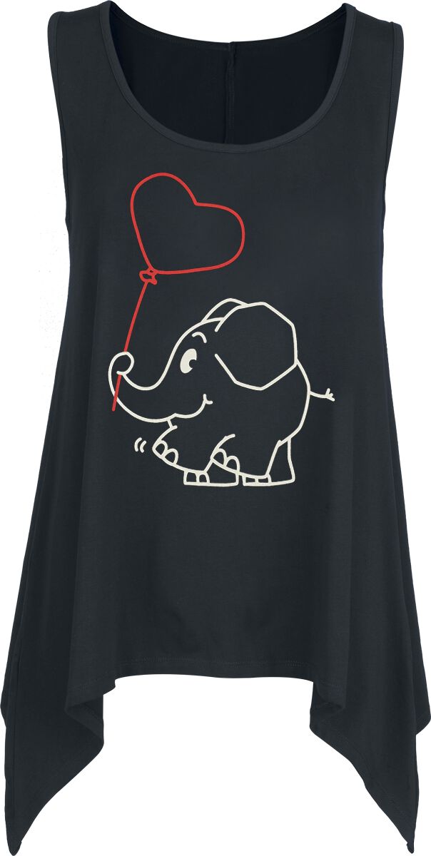 Die Sendung mit der Maus Top - Elefant - Herzballon - S bis 3XL - für Damen - Größe S - schwarz  - EMP exklusives Merchandise!