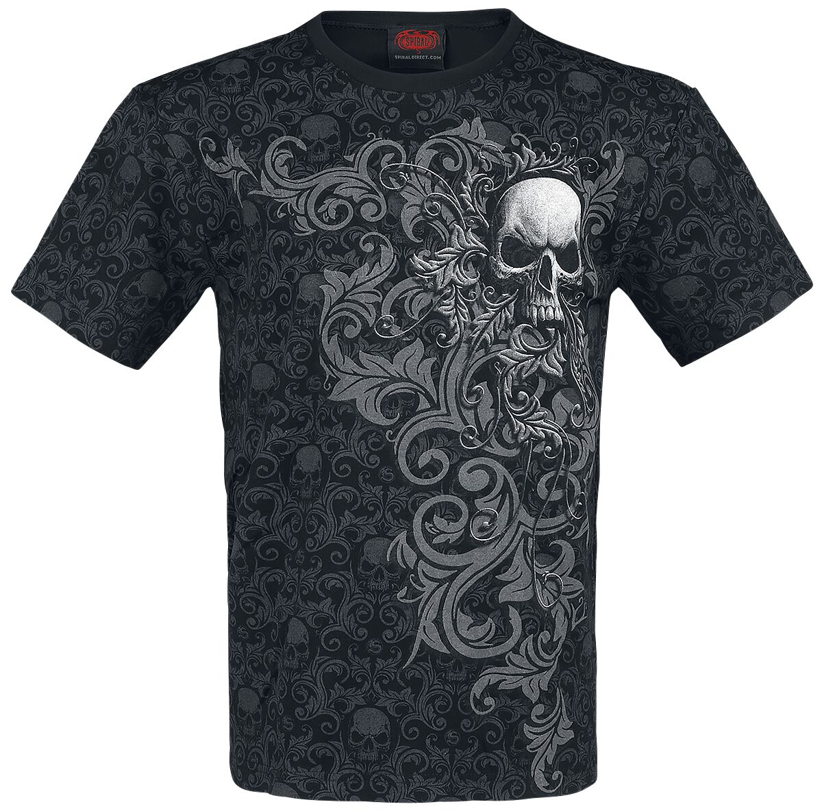 Spiral Skull Scroll T-Shirt schwarz in XL