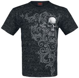Skull Scroll, Spiral, T-Shirt