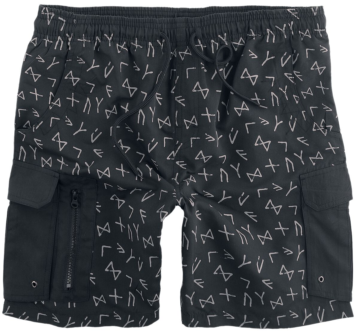 Image of Bermuda di Black Premium by EMP - Swimshorts with Rune Pattern - S a XL - Uomo - grigio