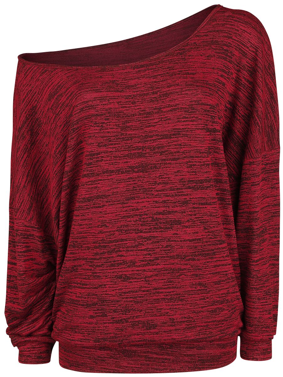 Levně RED by EMP Oversize žíhaný svetr se širokým límcem Dámská mikina s nádechem bordové