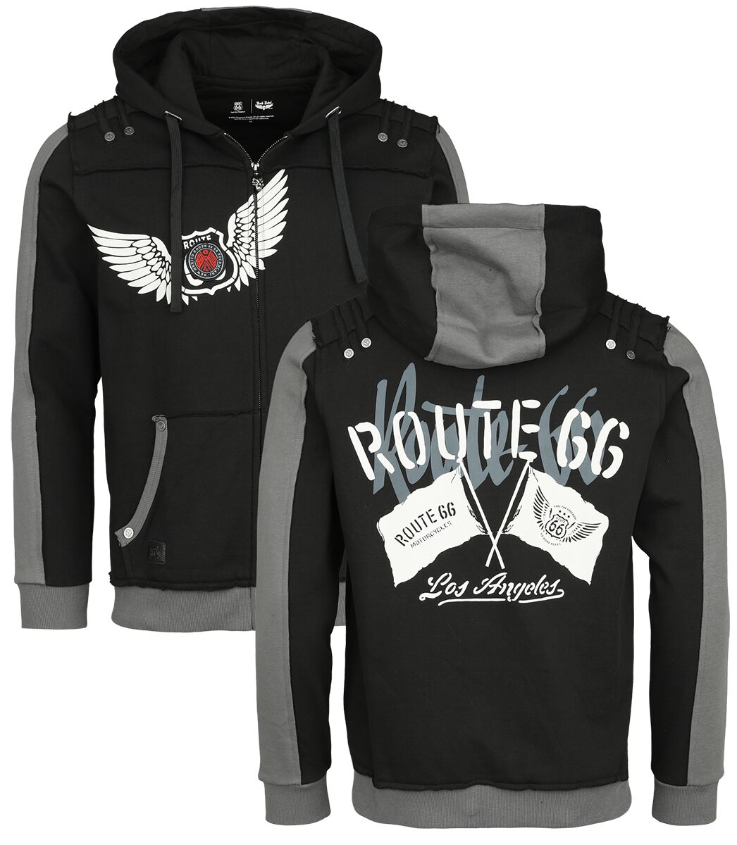 Levně Rock Rebel by EMP Rock Rebel X Route 66 - Hoody Jacket Mikina s kapucí na zip černá