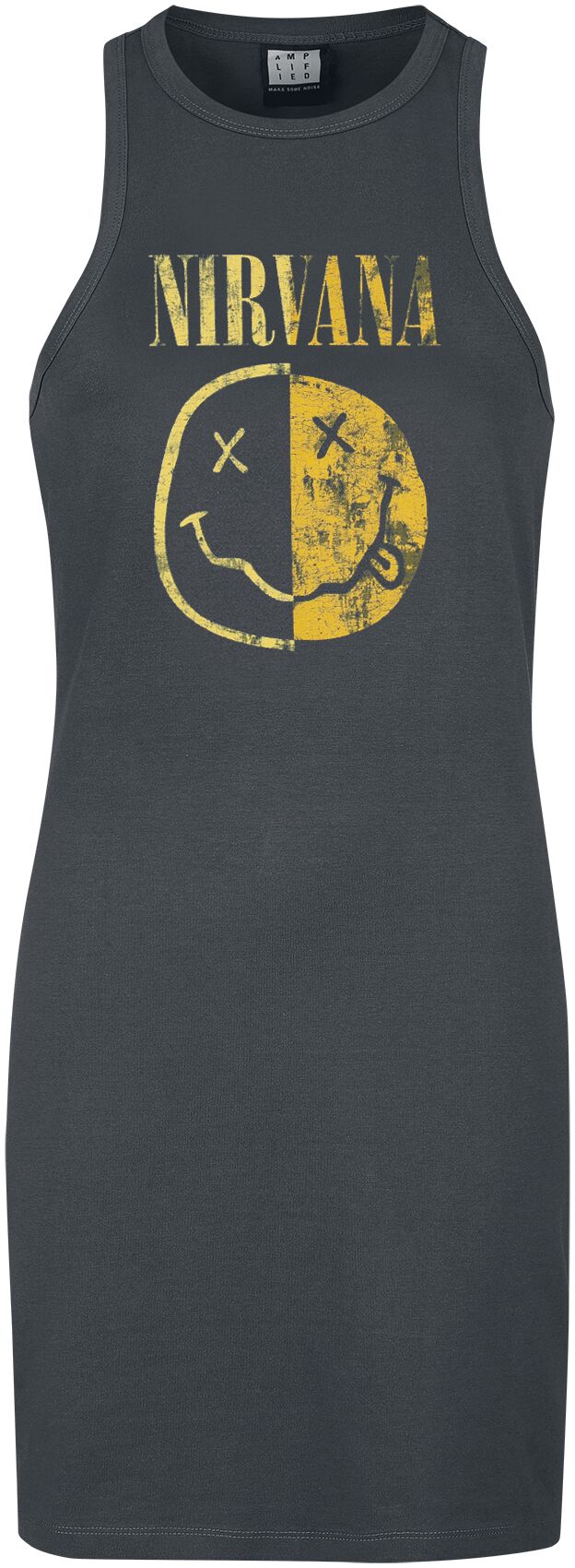 Nirvana Amplified Collection - Spliced Smiley Kurzes Kleid charcoal in XL