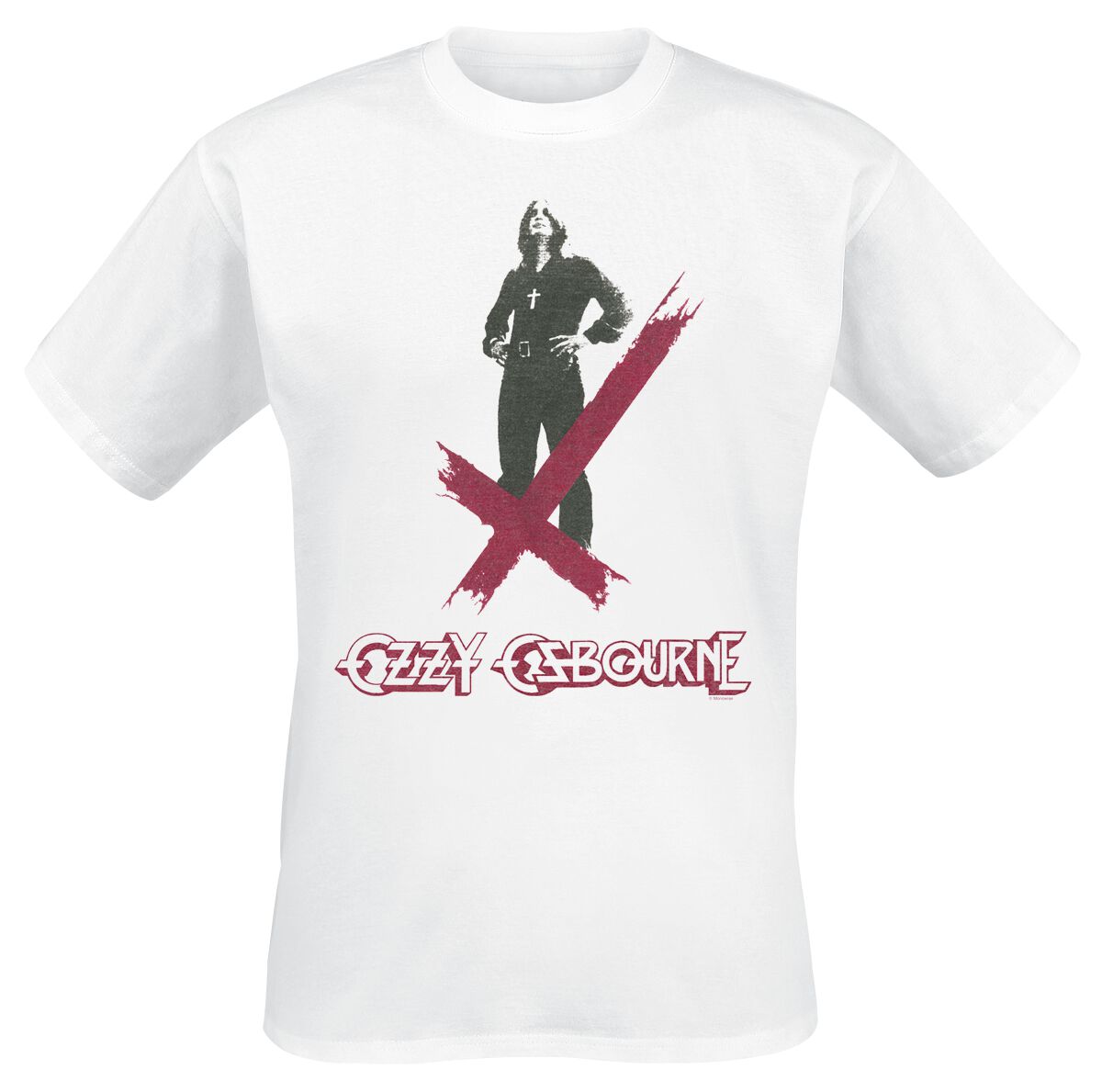 Levně Ozzy Osbourne Crosses Logo Tričko bílá