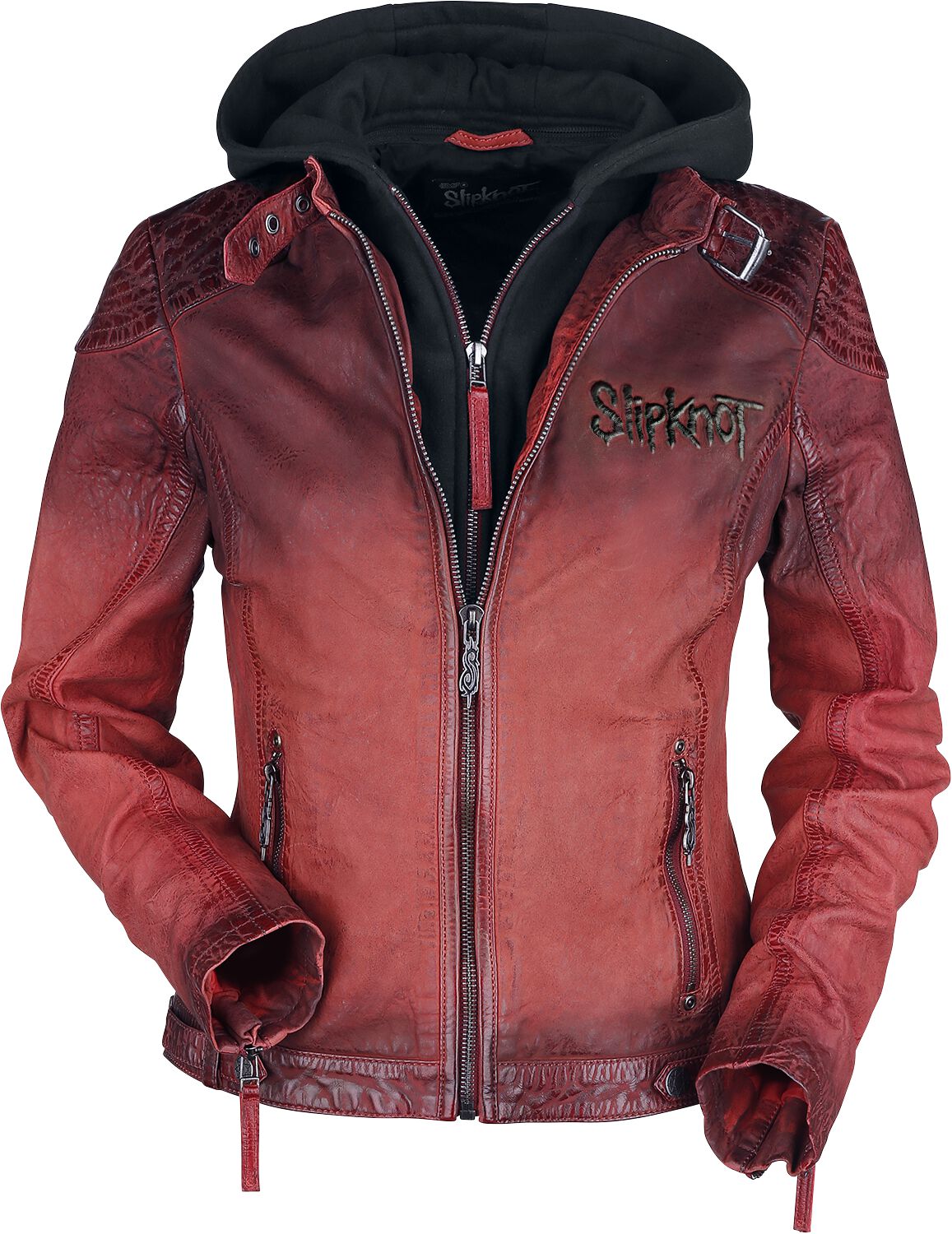 Veste en cuir de Slipknot - EMP Signature Collection - S à 3XL - pour Femme - rouge/noir