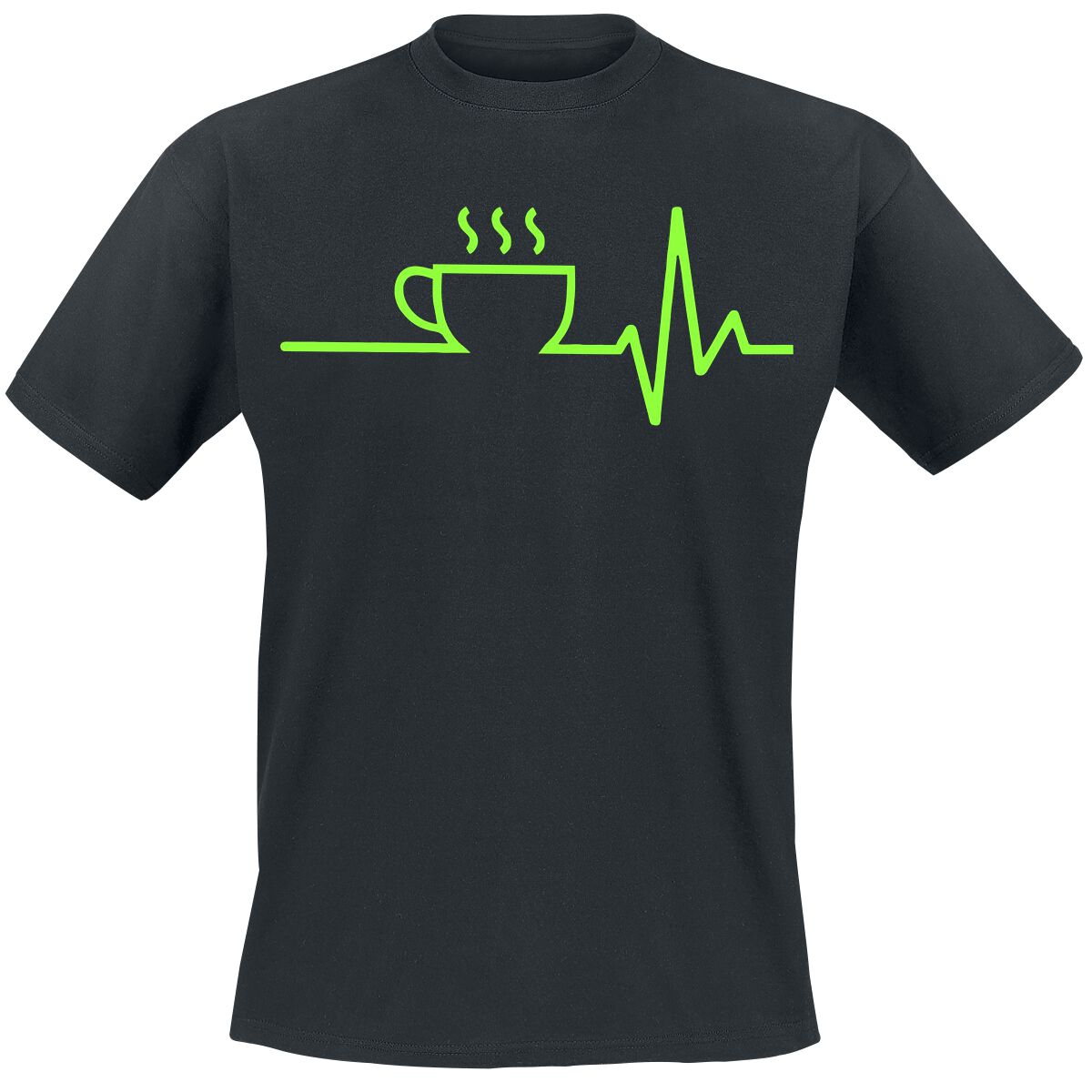 Food T-Shirt - Kaffee EKG - S bis 4XL - für Männer - Größe XL - schwarz
