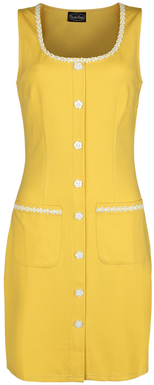 Voodoo Vixen Daisy Trim Button Front Dress Short dress yellow