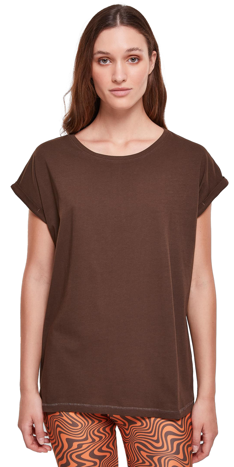 Thumbnail - Urban Classics Ladies Extended Shoulder Tee T-Shirt braun in L